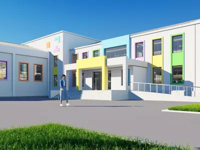 school Low-poly 3D model