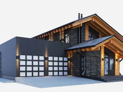 Modern swiss chalet 3D model