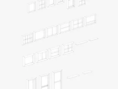 Low Poly Window Set - best for Ortographic Games  3D model