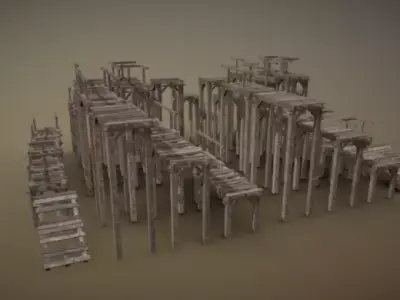 Wooden Bridge Pack 3D model