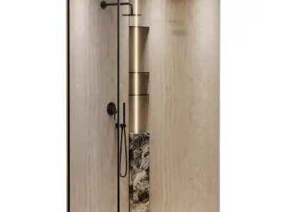 Corner shower cabin 02 corona  Low-poly 3D model