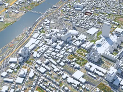 Albany Downtown in New York USA Low-poly 3D model