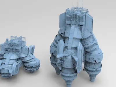 Floating Desert platform2 versions  3D model