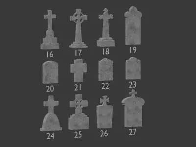 Tomb stone graveyard low poly pack 2 Low-poly 3D model