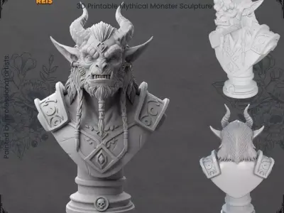 Demon Bust  3D Printable Dark Fantasy Sculpture 3D print model