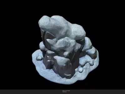 Stylized Snowy Rocks Game Ready - AI Low-poly 3D model