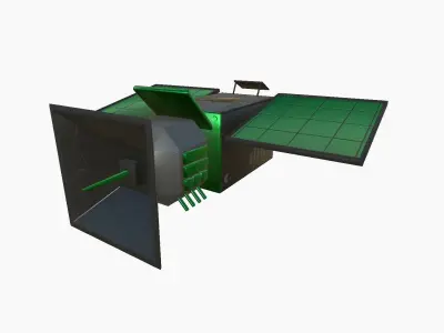 Satellite E01 Black Green - SciFi Space Design Low-poly 3D model
