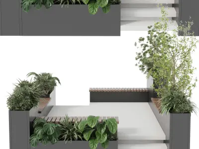 Landscape Furniture with Pergola and Roof garden 14 3D model