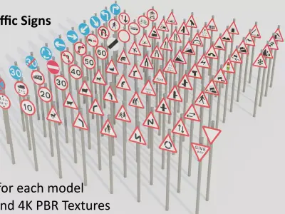 Road Traffic Signs - UK - Low-poly PBR Low-poly 3D model