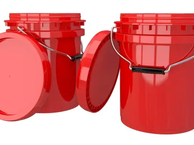 Food Grade 5l Plastic Bucket Red 3D model