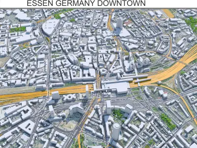 Essen Downtown Germany  Low-poly 3D model