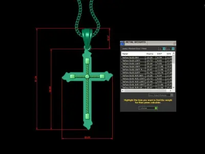 High Cross Pendant Light Gold 18K 4CP067 3D print model