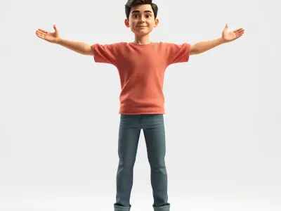Animated Young Male Character with Casual Attire Rigged and A... Low-poly 3D model