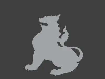 Silhouette of Myanmar lion Chinthe 3D print model