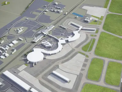Lyon - Saint Exupery Airport - LYS Low-poly 3D model