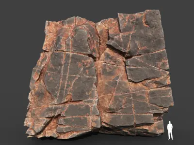 Low poly Desert Cracked Modular Rock 220106 Low-poly 3D model