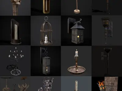Medieval Eighteen Lights 3D Model Pack