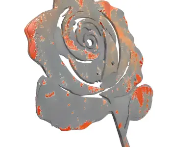 Rusty Metal Rose Ornament Low-poly 3D model