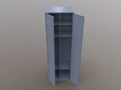 PBR School Gym Locker 09 - Grey Low-poly 3D model