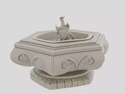 Fantasy Stone Temple Brazier for 3D print Low-poly 3D model