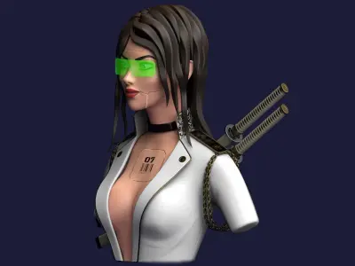 Cyber Girl Low-poly 3D model