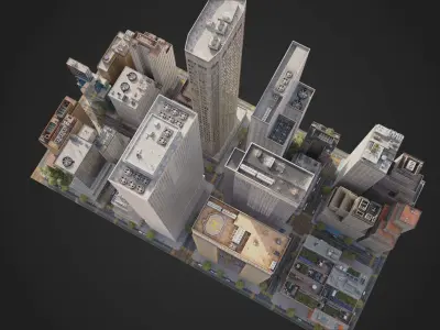 Realistic City District H9-A14 MAYA Low-poly 3D model