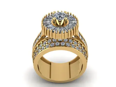 Diamond cluster ring  3D print model