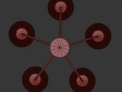 GRISSELL chandelier with five light bulbs 3D model