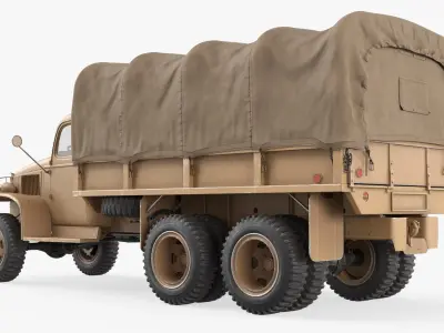  Retro Utility Army Vehicle with Canvas Cover Sand Rigged 