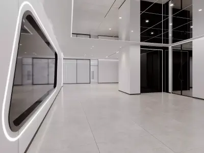 Futuristic Corridor - Elevator Lobby 3D model