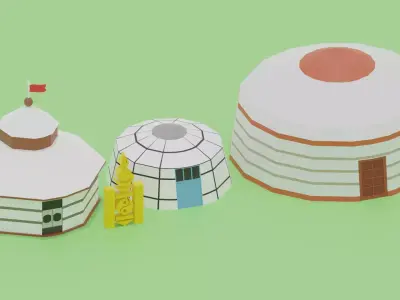 Cartoon Mongolian Yurt Colletcion 3D model
