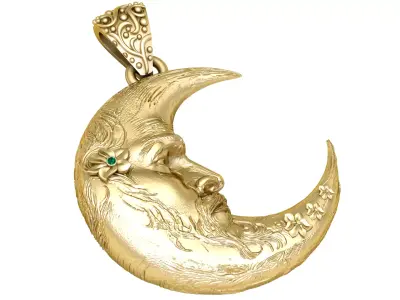 Golden Crescent Moon Pendant - 3D Printable Model 3D print model
