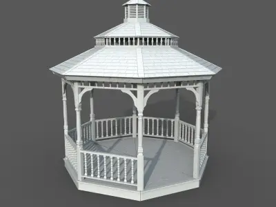 Garden Gazebo White Game Ready  Low-poly 3D model