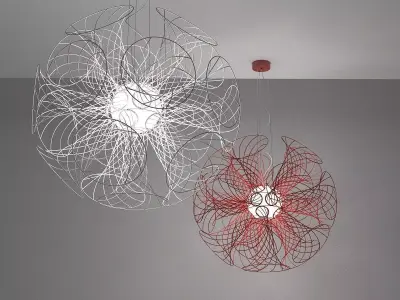 Vita pendant light made of wires in shape of flower 3D model