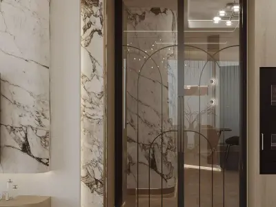 Modern Double Glass Door with Elegant Metal Frame Free 3D model