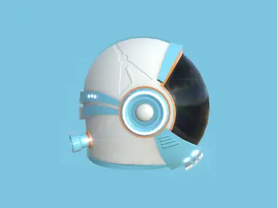Astronaut Helmet 02 - White Blue - Character Design Fashion Low-poly 3D model