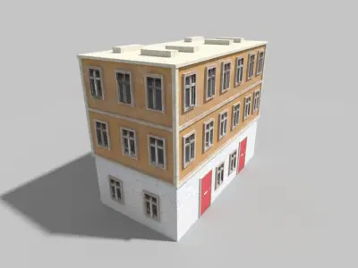 low poly old city building Low-poly 3D model