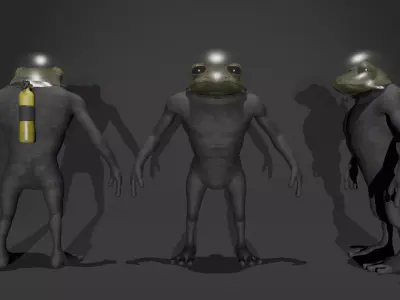 Frogman-Deep Sea Diver Fully Rigged Low-poly 3D model