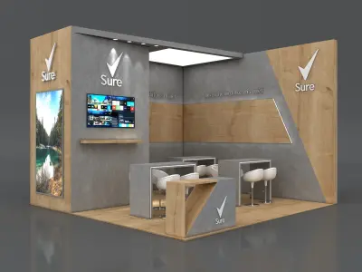 Booth Exhibition Stand Stall 6x6m Height 360 cm 2 Side Open 3D model
