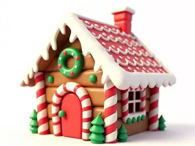 Cartoon Christmas Gingerbread House 3D Model Low-poly 3D model