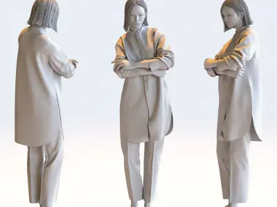 Posed Asian Casual Woman - 5 Pack 3 - C1-F3F 3D model