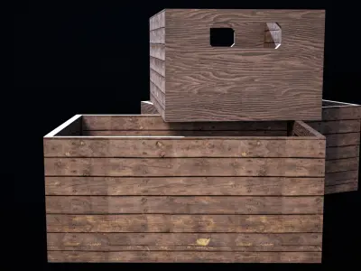 Wooden Old Food Box PBR Low-poly 3D model