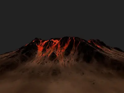 Volcano volcanoes in sky hd wallpaper Low-poly 3D model