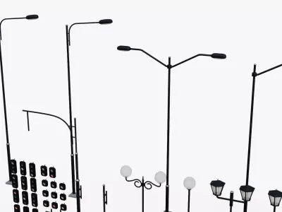 Urban Street Assets Pack Low-poly 3D model