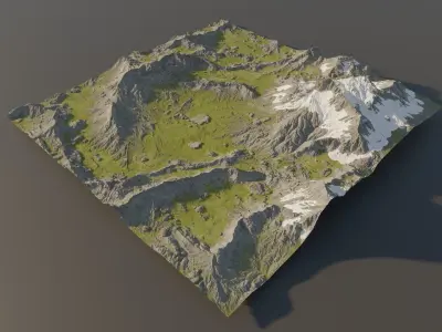 Mountain Valley Landscape - Summer and Winter Versions Low-poly 3D model