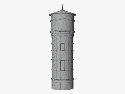 Brick Water Tower Low-poly 3D model
