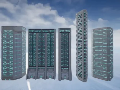 15 Sci Fi Buildings Set  Low-poly 3D model