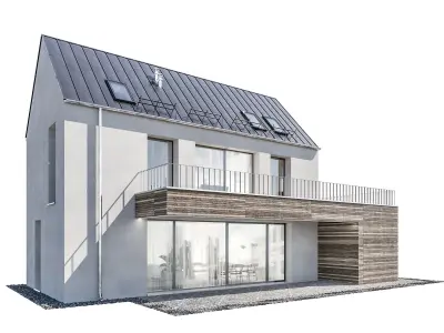 Modern house 13 at night 3D model