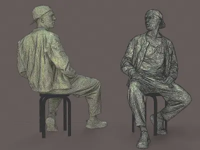 Urban Chill Boy in Casual Pose with Stylish Outfit 3D model