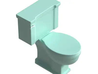 Vtg Mid Century Sky Blue Porcelain Toilet Old Bathroom Lavatory  3D model
